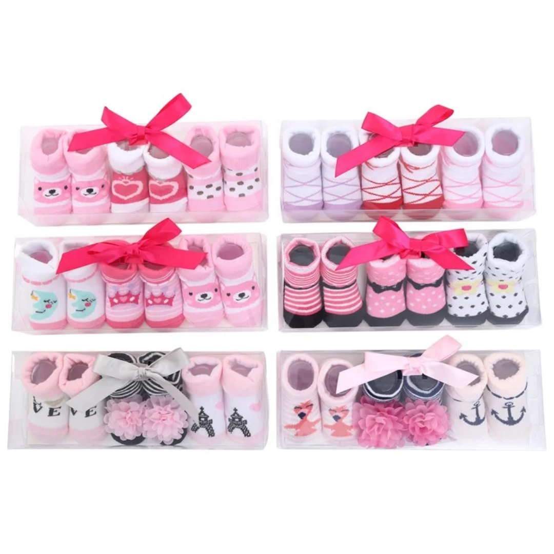 Baby Socks Gift Set – 4-Pair Soft Cotton Newborn Socks (Gift Box)