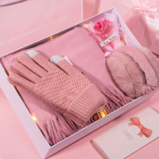 Women’s Winter Warm Gift Set – Scarf, Touchscreen Gloves & Plush Earmuffs (Luxury Gift Box)