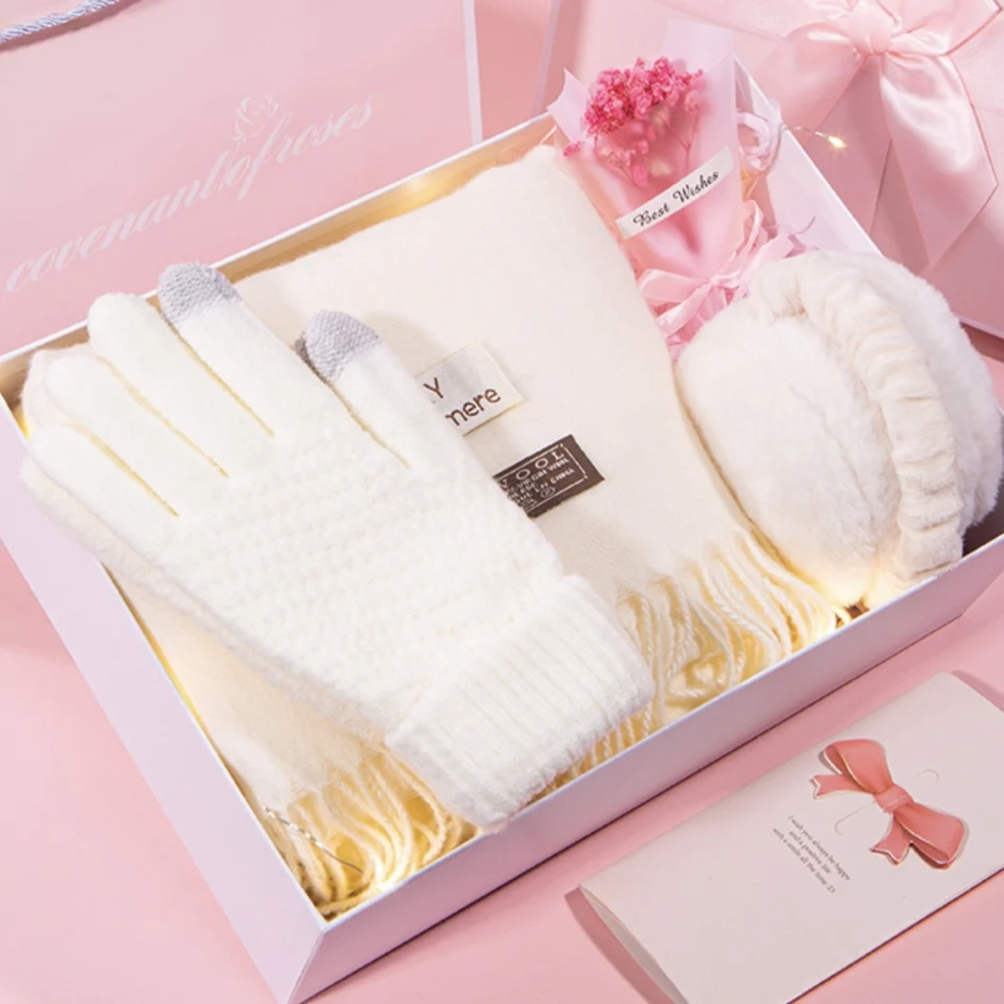 Women’s Winter Warm Gift Set – Scarf, Touchscreen Gloves & Plush Earmuffs (Luxury Gift Box)