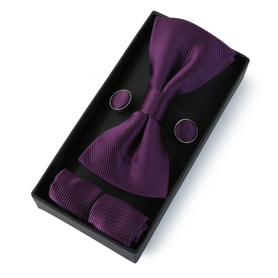 Men’s Bow Tie Gift Set – Bow Tie, Pocket Square & Cufflinks