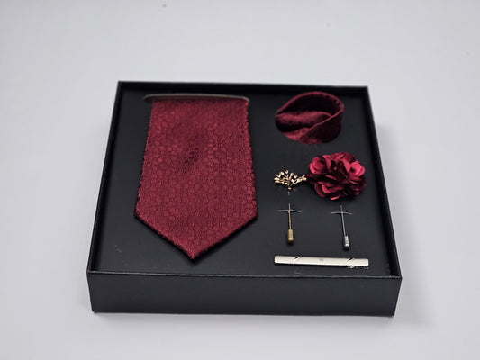 Men’s Luxury Tie Gift Set – Necktie, Pocket Square, Lapel Pins & Tie Clip (Gift Box)