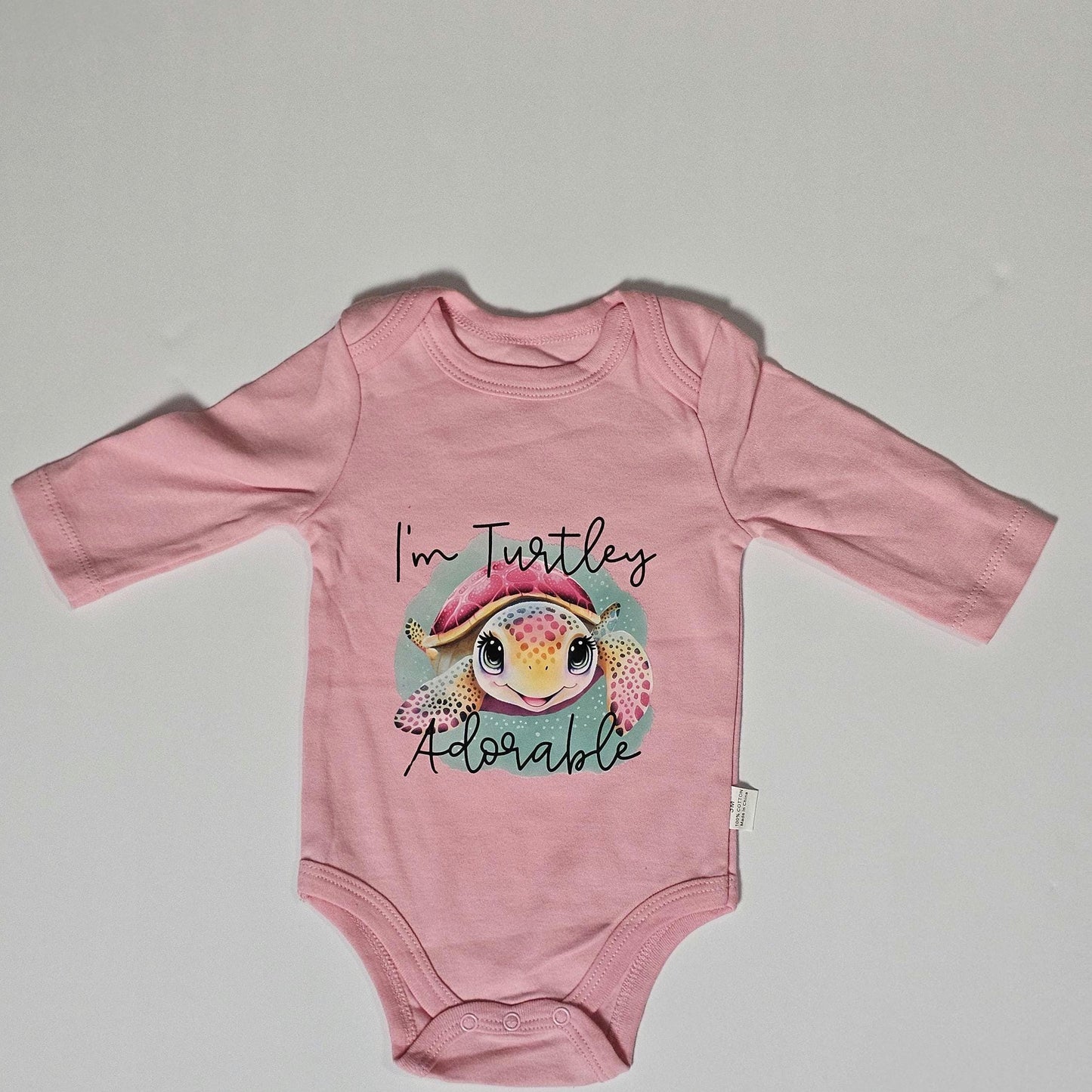 Turtley Adorable Baby Onesie: Pink Turtle Bodysuit, 3M