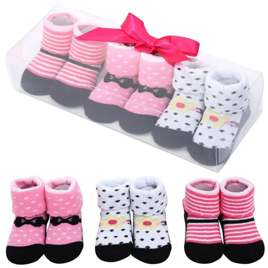 Baby Socks Gift Set – 4-Pair Soft Cotton Newborn Socks (Gift Box)