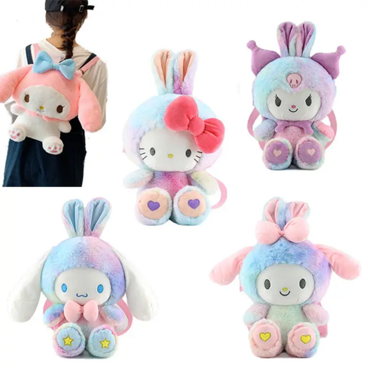 Pastel Plush Bunny Backpack for Kids – Soft & Cute Mini Bag