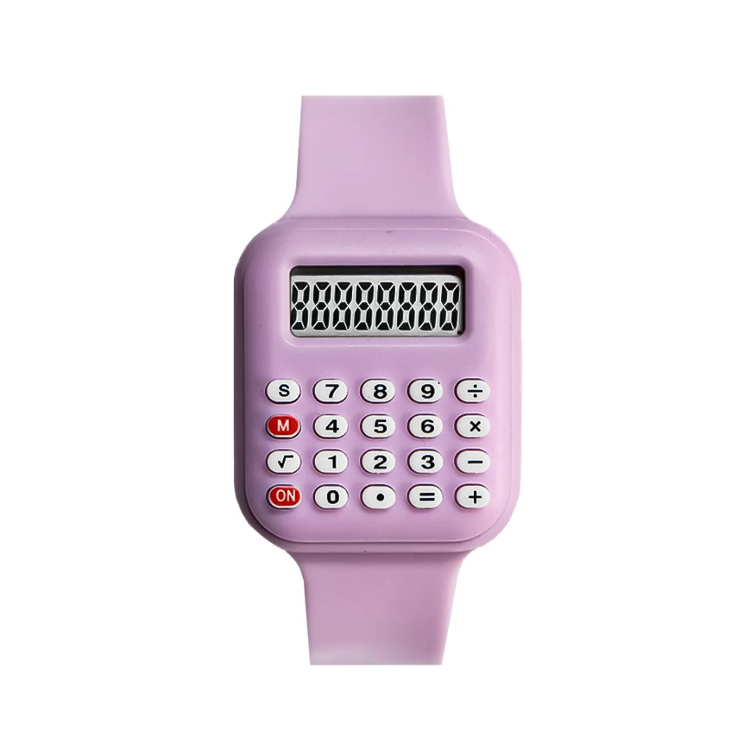 Calculator Digital Watch – Soft Silicone Strap, LED Time Display, Retro Classroom Style (Kids, Teens & Adults)