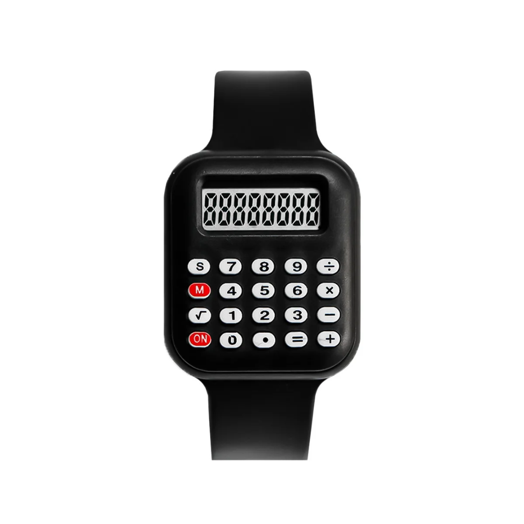 Calculator Digital Watch – Soft Silicone Strap, LED Time Display, Retro Classroom Style (Kids, Teens & Adults)