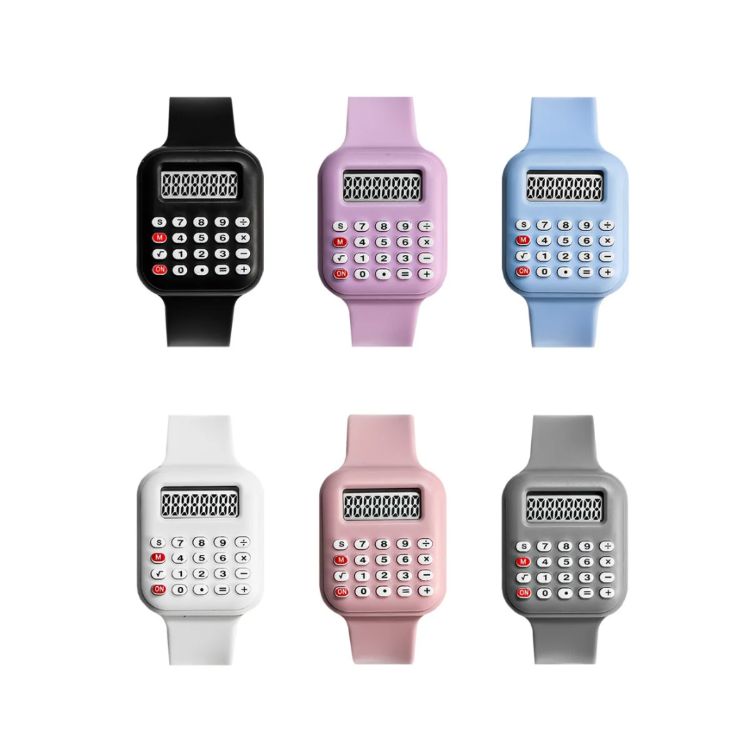 Calculator Digital Watch – Soft Silicone Strap, LED Time Display, Retro Classroom Style (Kids, Teens & Adults)