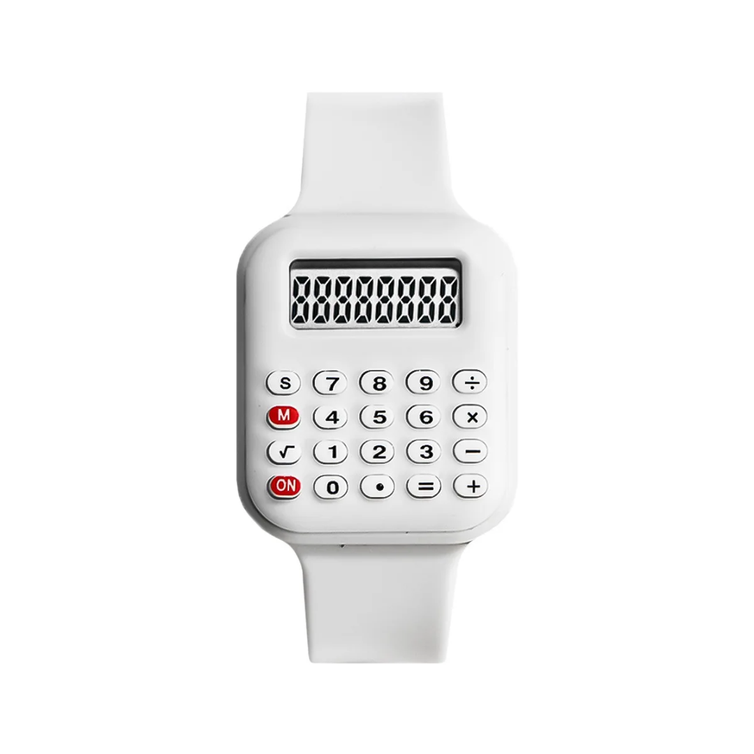 Calculator Digital Watch – Soft Silicone Strap, LED Time Display, Retro Classroom Style (Kids, Teens & Adults)