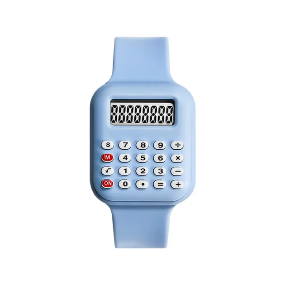 Calculator Digital Watch – Soft Silicone Strap, LED Time Display, Retro Classroom Style (Kids, Teens & Adults)