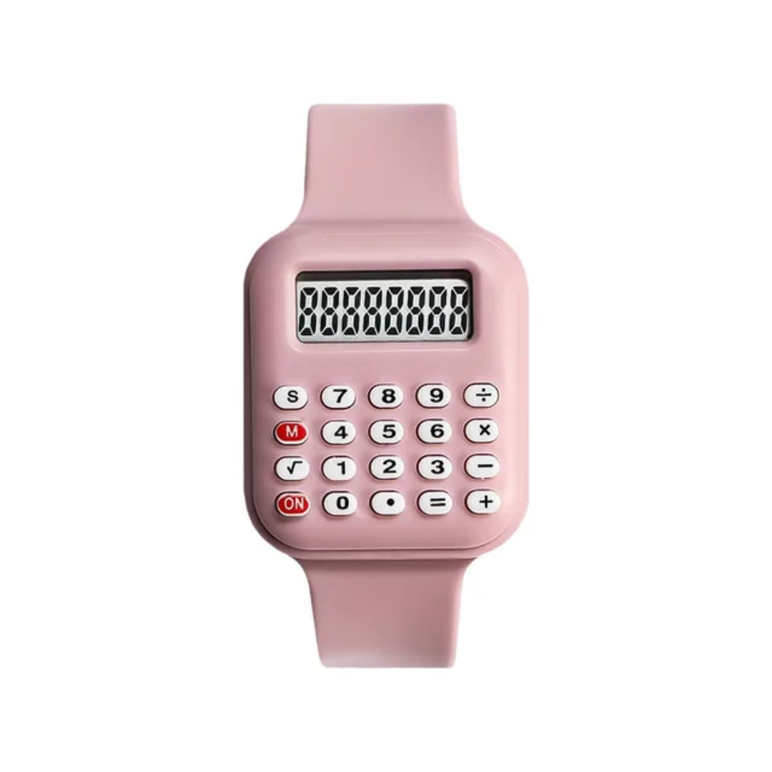 Calculator Digital Watch – Soft Silicone Strap, LED Time Display, Retro Classroom Style (Kids, Teens & Adults)