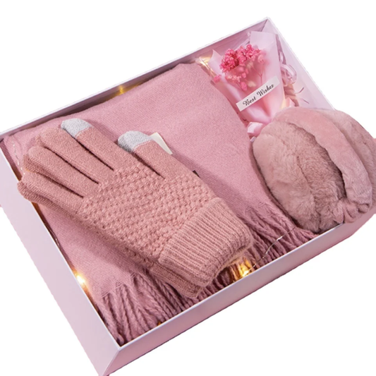 Women’s Winter Warm Gift Set – Scarf, Touchscreen Gloves & Plush Earmuffs (Luxury Gift Box)
