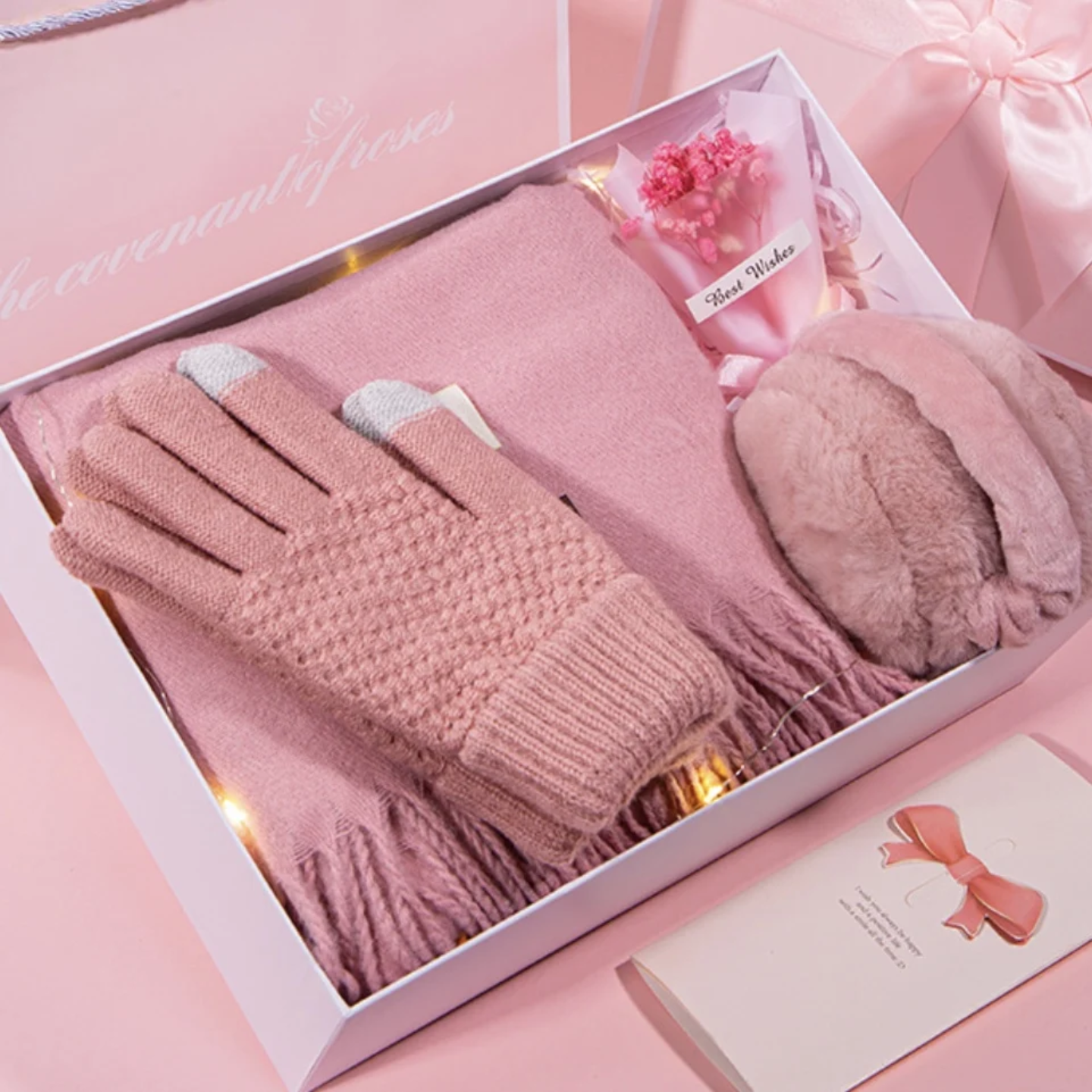 Women’s Winter Warm Gift Set – Scarf, Touchscreen Gloves & Plush Earmuffs (Luxury Gift Box)