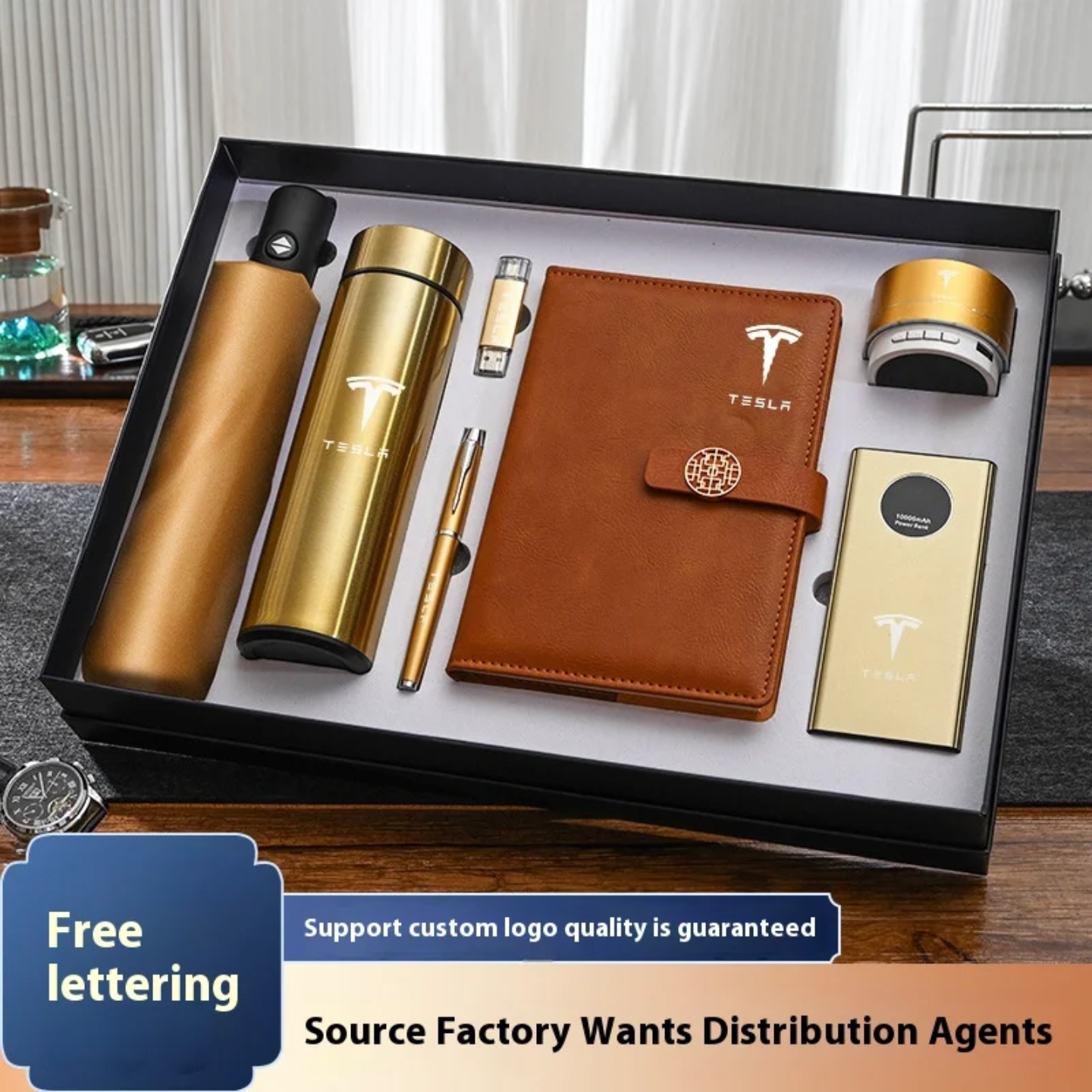 Executive Premium Gift Box Set – Notebook, Thermos, Umbrella, Pen, USB Flash Drive, Power Bank & Mini Speaker (Luxury Edition)