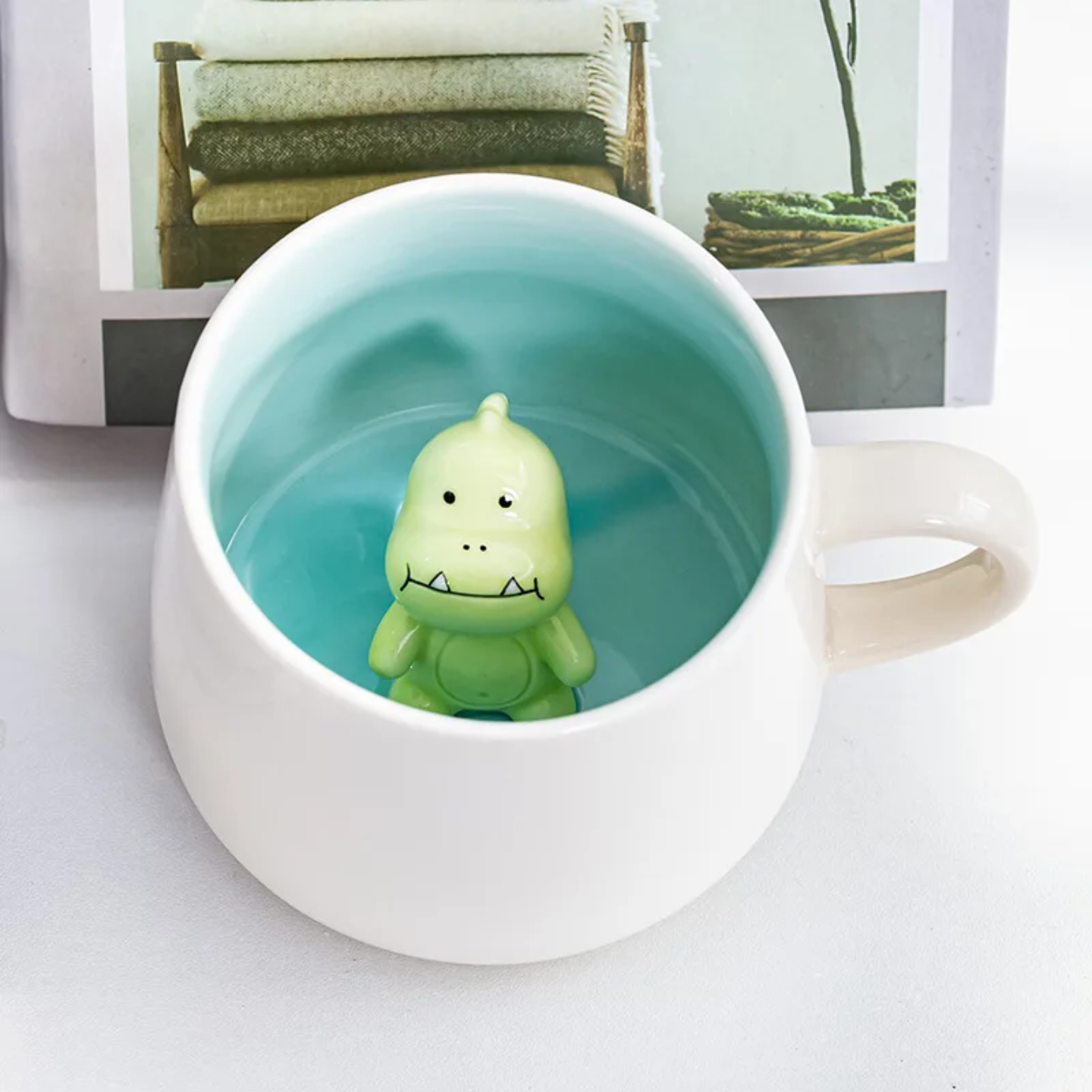 Cute Ceramic Animal Surprise Mug with Lid & Spoon – Milk Cup for Kids & Adults | Cow, Bunny, Monkey, Chick Designs