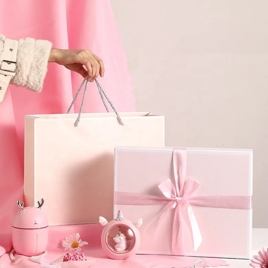 Luxury Pink Premium Gift Box – Mug Warmer Set, Insulated Bottle, Mini Humidifier, Towel Bear & More (Full Gift Set)