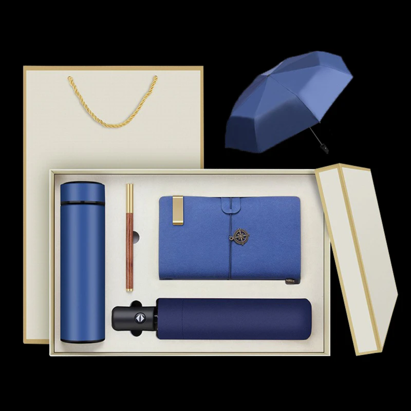 Executive Gift Box Set – Smart Temperature Flask, Auto Umbrella, Premium Notebook & Pen (Luxury Corporate Gift)