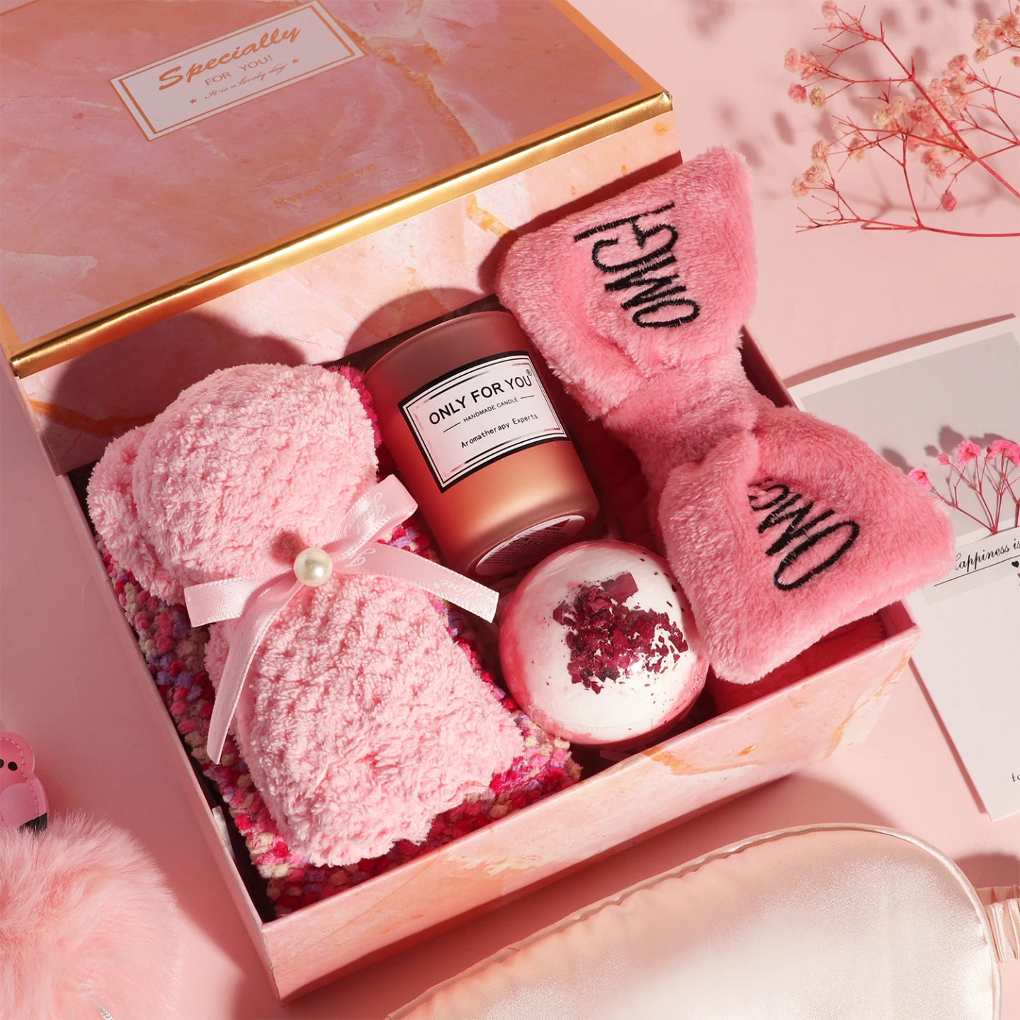 Luxury Pink Pamper Spa Gift Box for Women – Rose Gold Tumbler, Bath Bombs, Candle, Sleep Essentials & Self-Care Accessories (11-Piece Set)