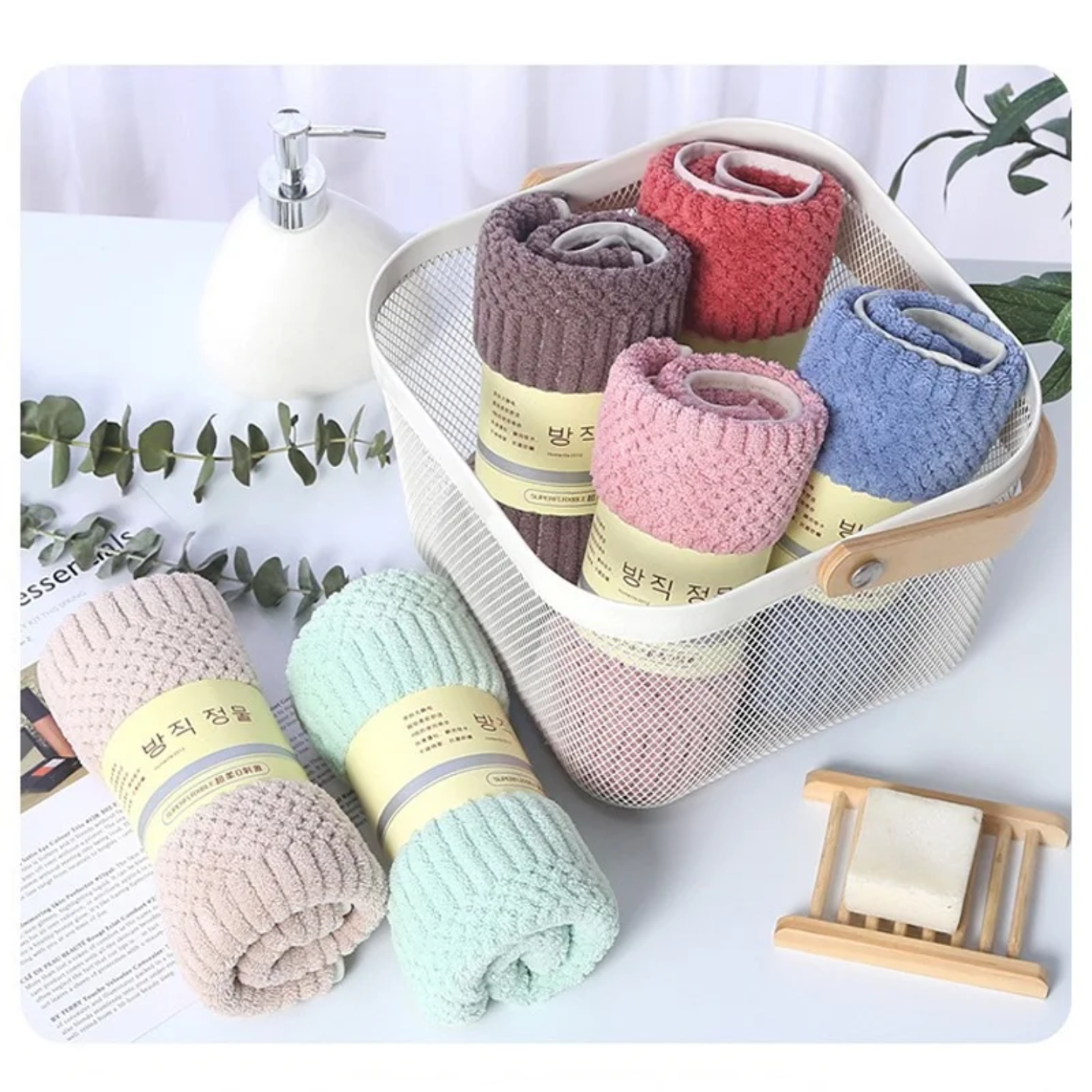 Cozy Gift Box Set – Insulated Travel Mug + Ultra-Soft Towel + Handmade Knit Teddy | Relaxation & Comfort Gift for Women