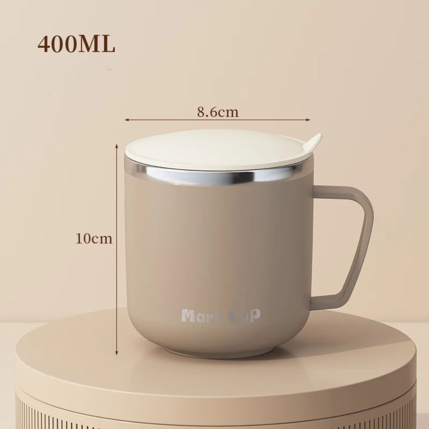 400ml Double-Layer Insulated Stainless Steel Mug with Lid – Modern Minimalist Design