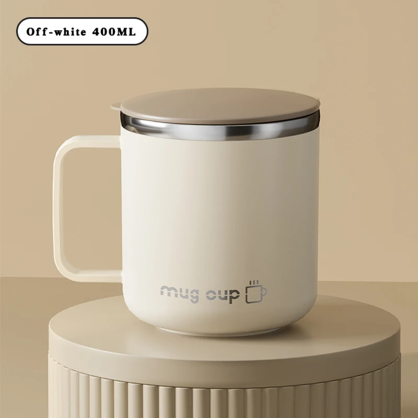 400ml Double-Layer Insulated Stainless Steel Mug with Lid – Modern Minimalist Design