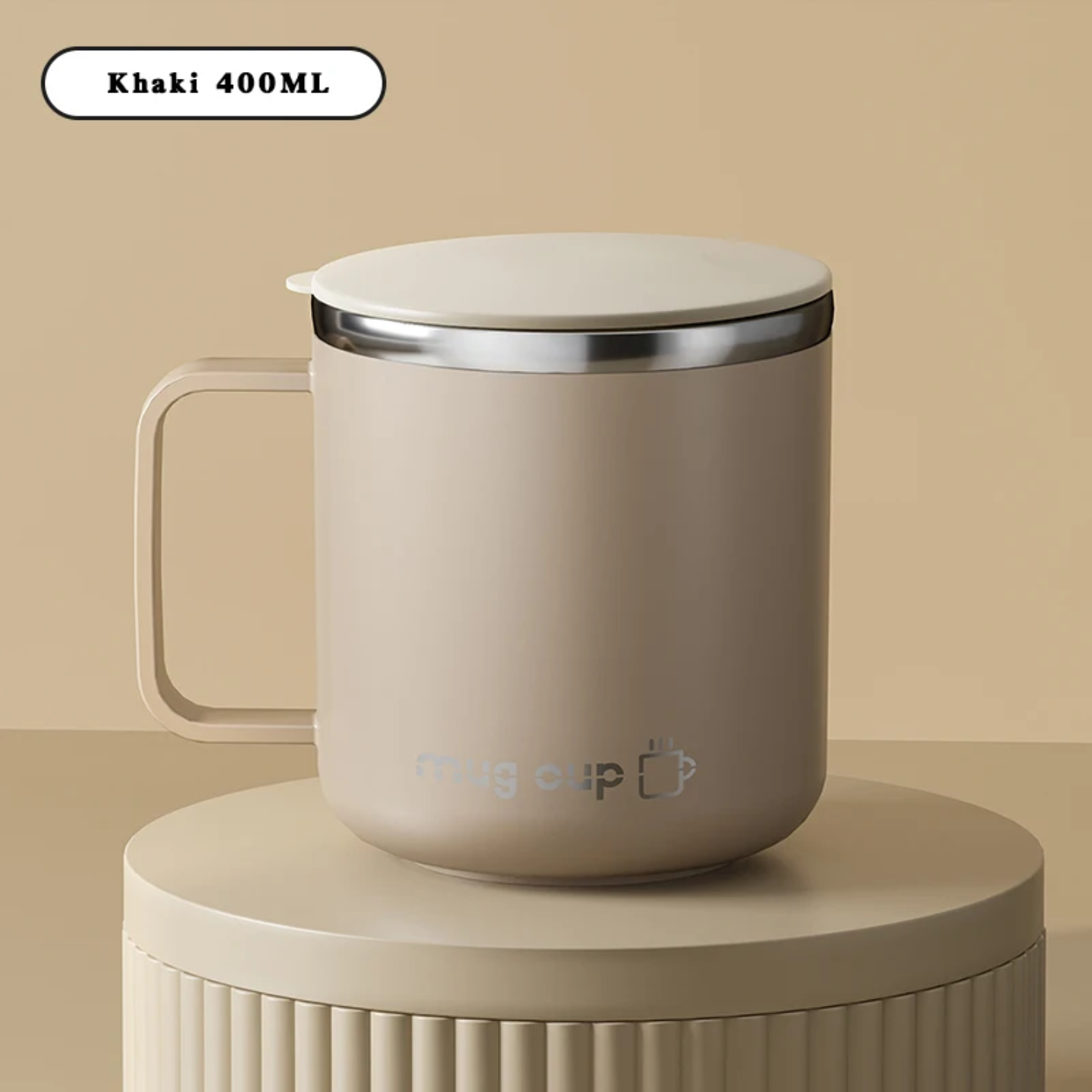 400ml Double-Layer Insulated Stainless Steel Mug with Lid – Modern Minimalist Design