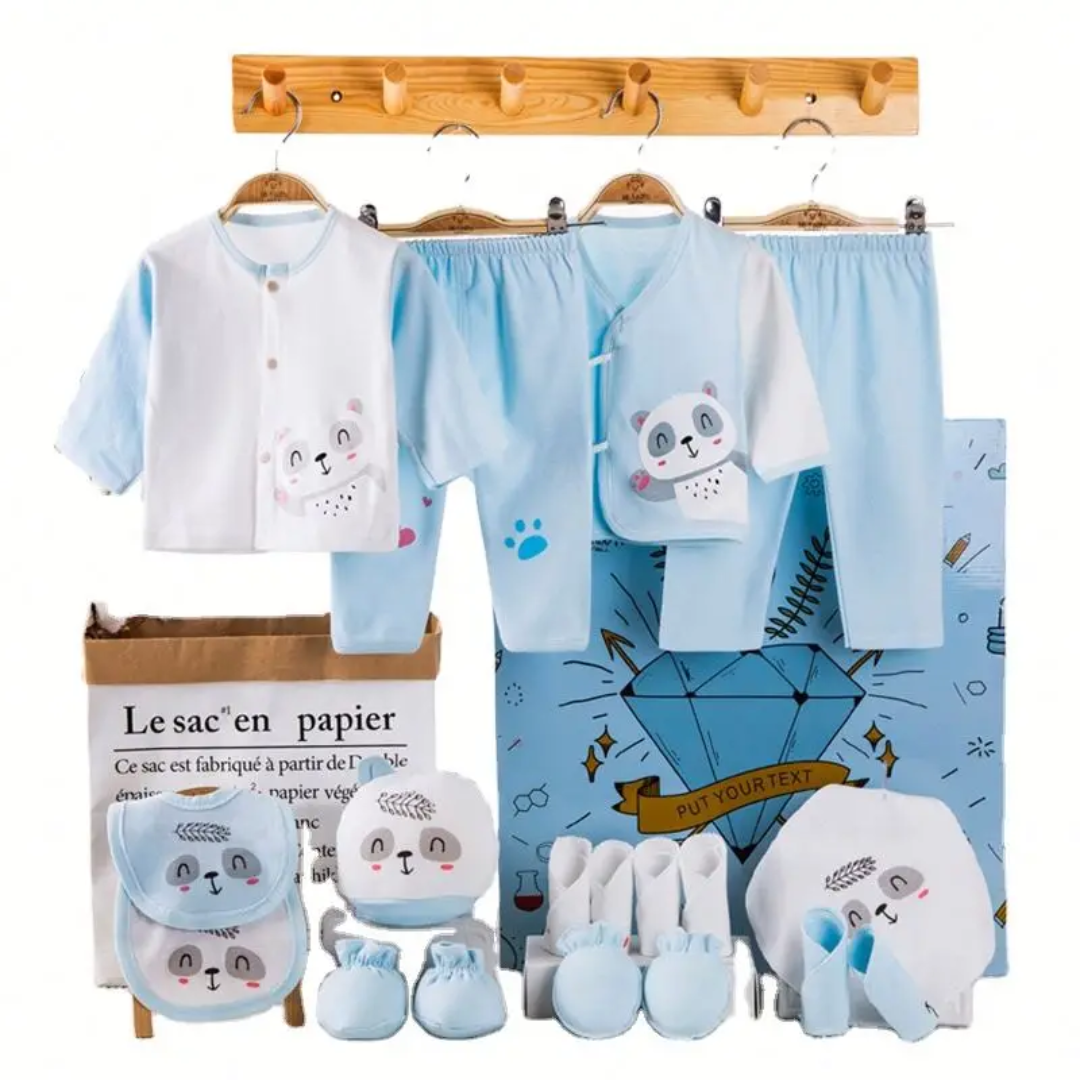 Newborn Baby Essentials Gift Set – 16-Piece Soft Clothing & Accessories Box