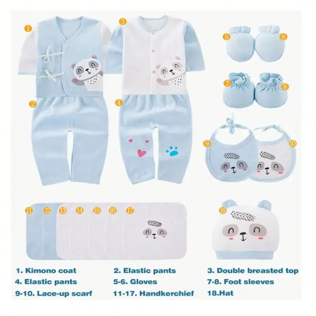 Newborn Baby Essentials Gift Set – 16-Piece Soft Clothing & Accessories Box