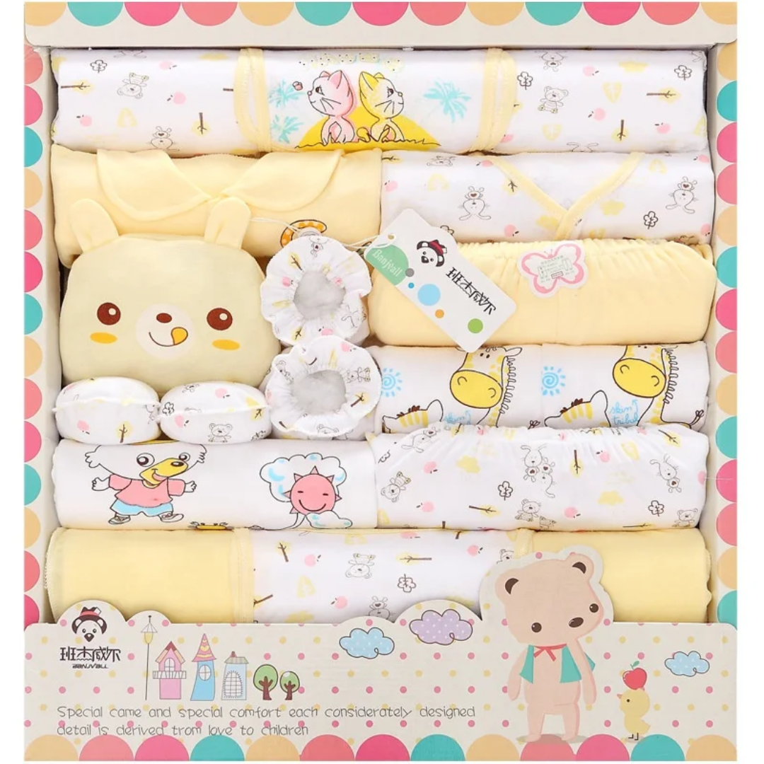 Newborn Baby Essentials Gift Set – 16-Piece Soft Clothing & Accessories Box