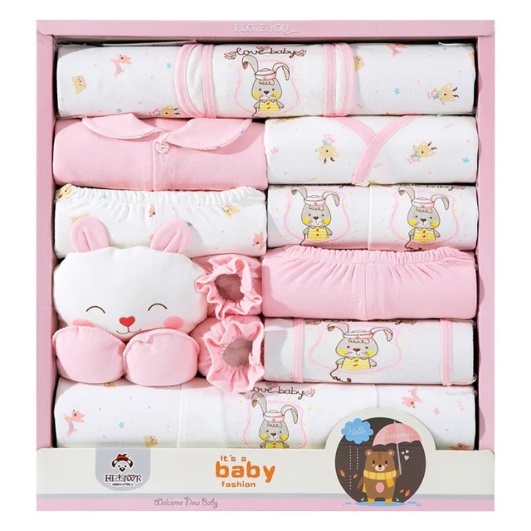 Newborn Baby Essentials Gift Set – 16-Piece Soft Clothing & Accessories Box