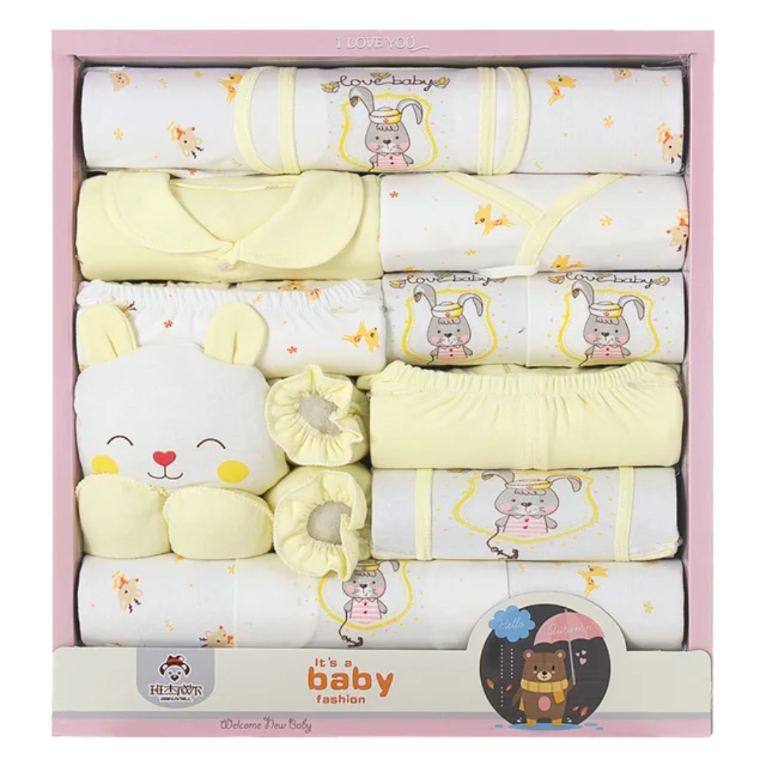 Newborn Baby Essentials Gift Set – 16-Piece Soft Clothing & Accessories Box