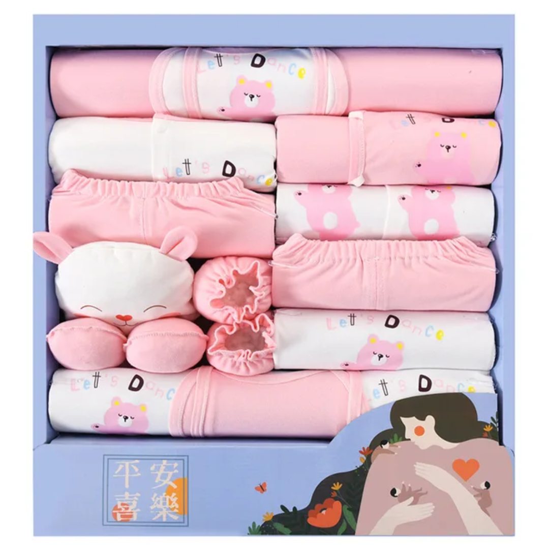 Newborn Baby Essentials Gift Set – 16-Piece Soft Clothing & Accessories Box