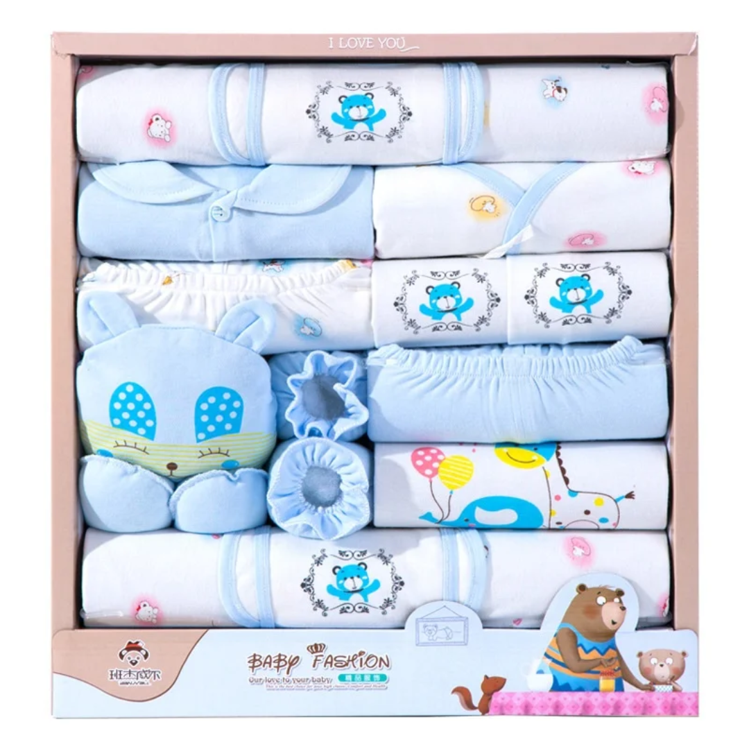 Newborn Baby Essentials Gift Set – 16-Piece Soft Clothing & Accessories Box