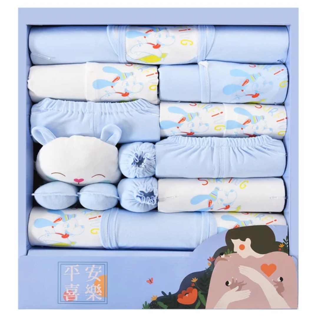 Newborn Baby Essentials Gift Set – 16-Piece Soft Clothing & Accessories Box