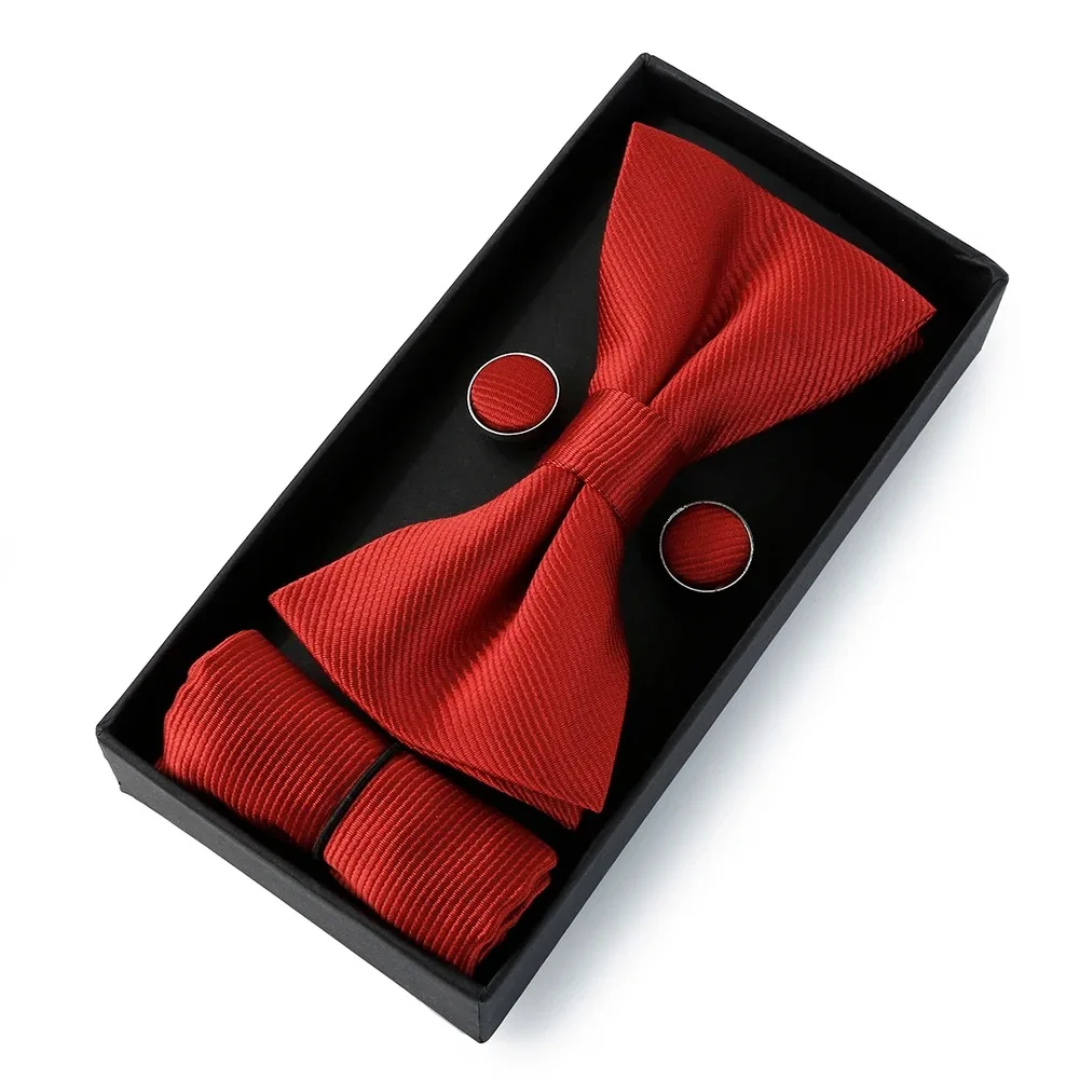 Men’s Bow Tie Gift Set – Bow Tie, Pocket Square & Cufflinks
