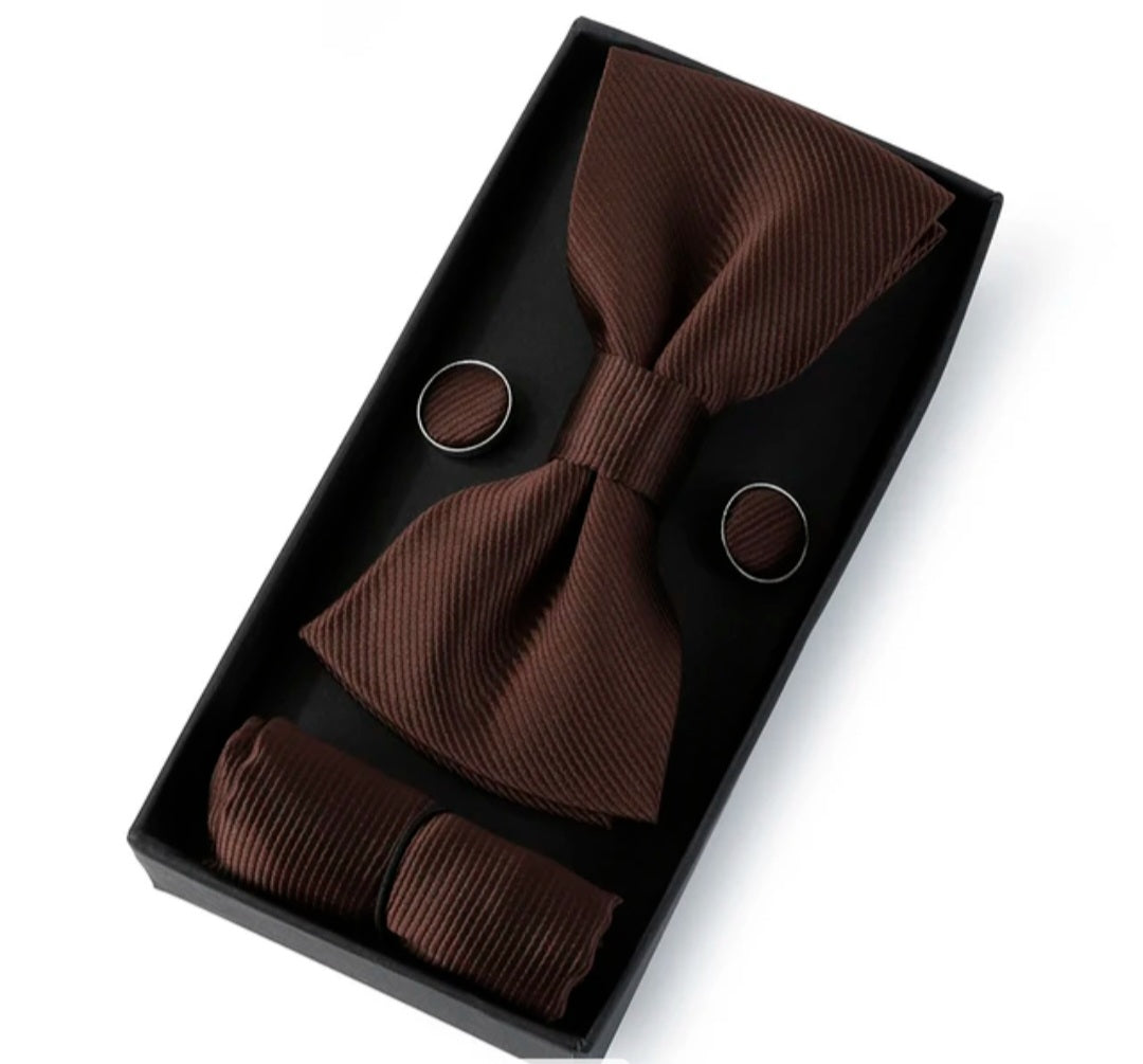 Men’s Bow Tie Gift Set – Bow Tie, Pocket Square & Cufflinks
