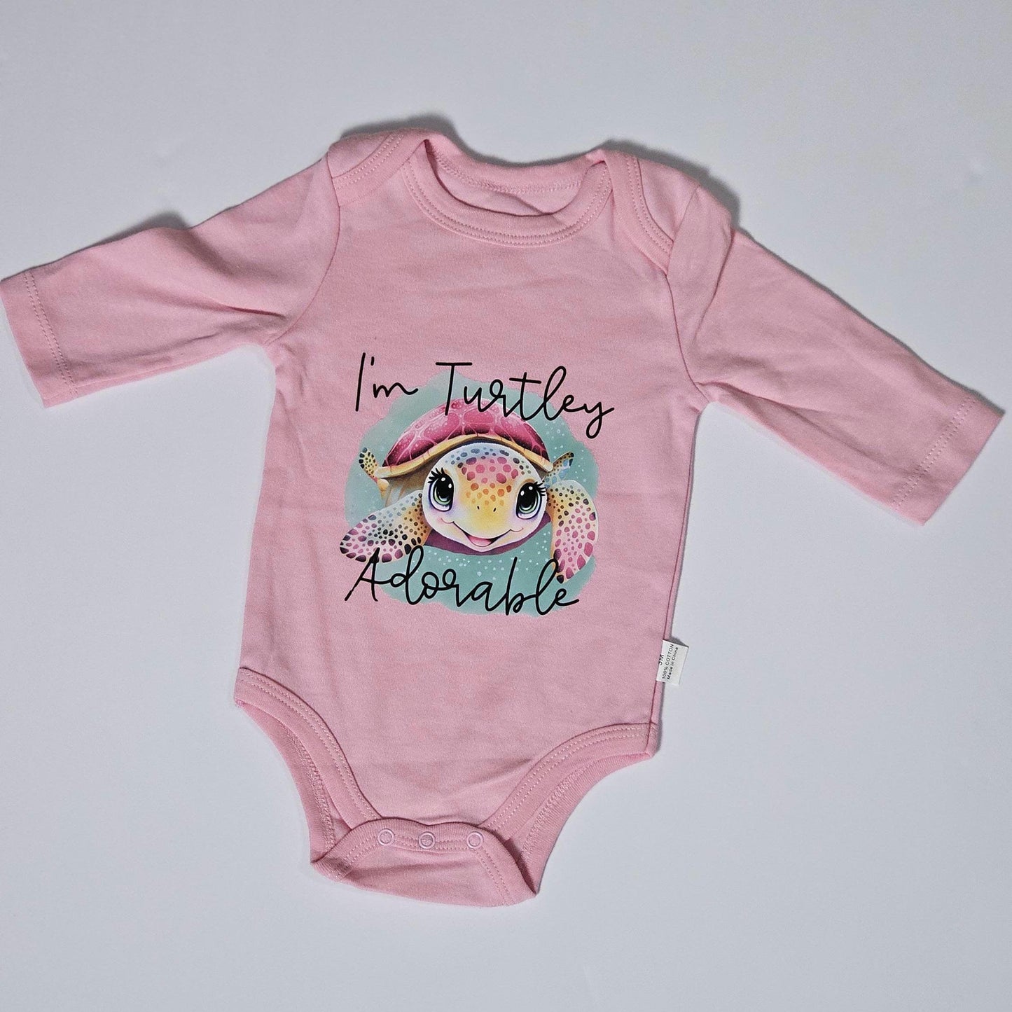 Turtley Adorable Baby Onesie: Pink Turtle Bodysuit, 3M