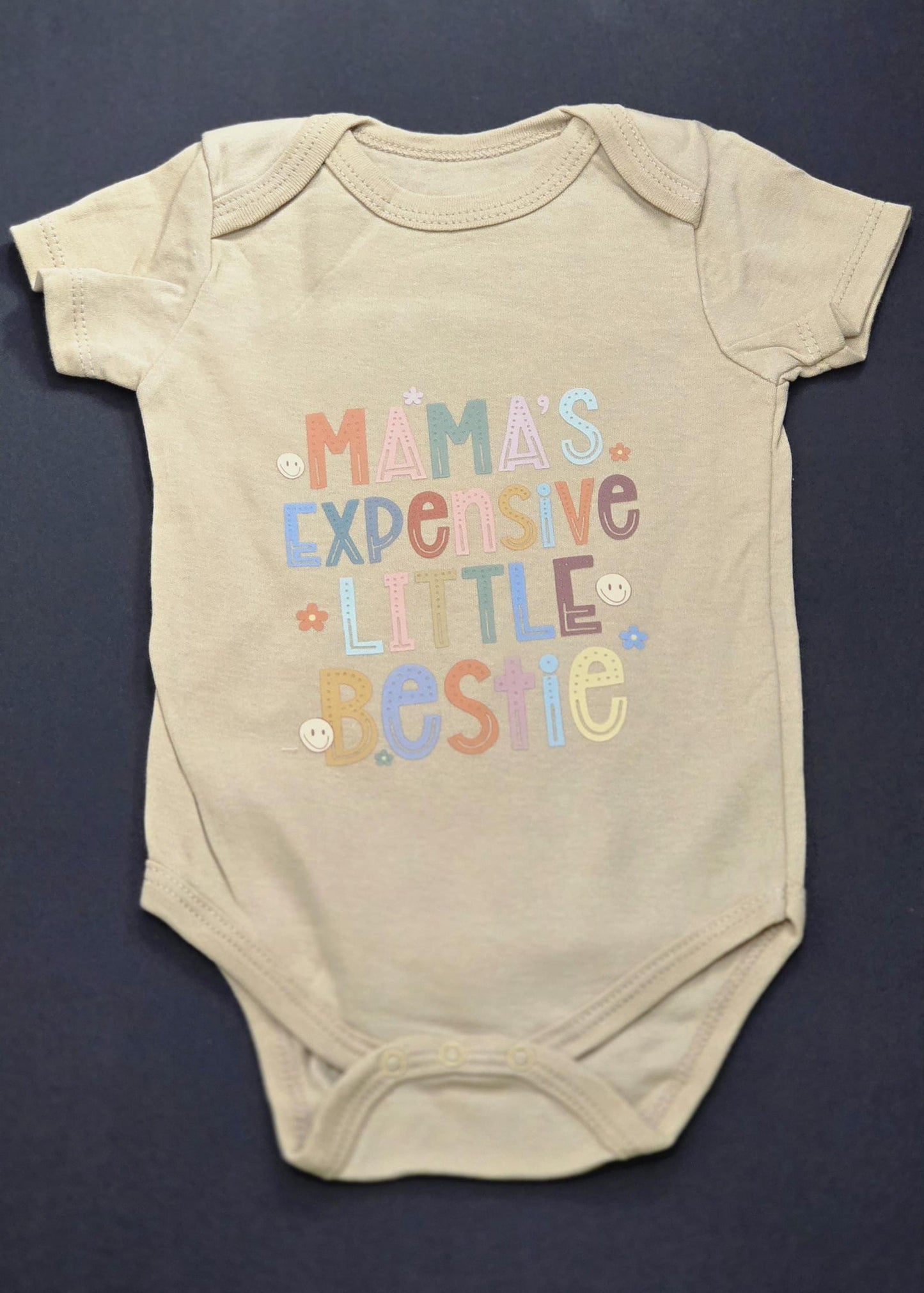 Mamas Expensive Little Bestie Baby Onesie | Cute Infant Bodysuit 69M | Baby Shower Gift for Mom | Funny Baby Outfit