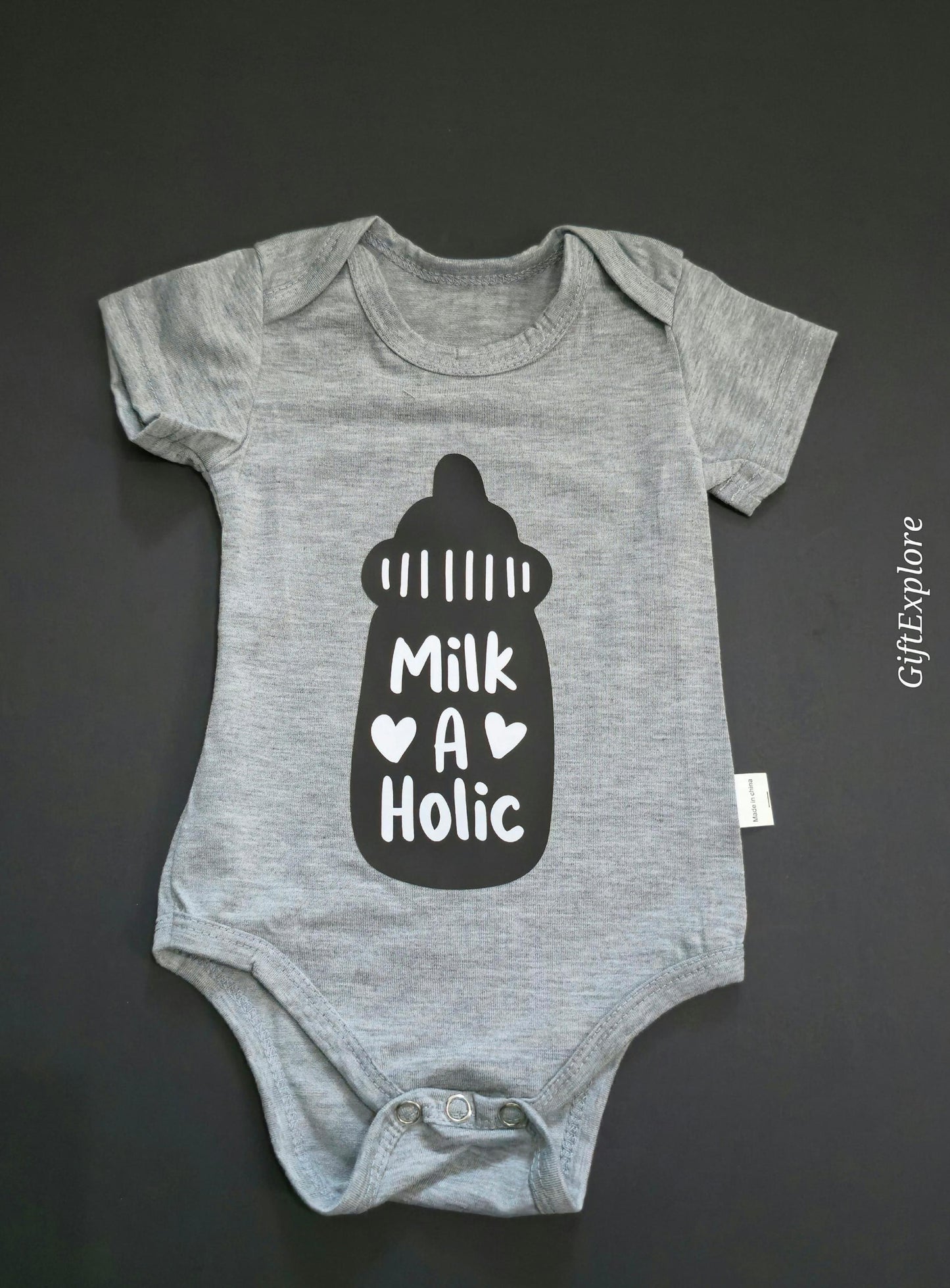 Milk A Holic Baby Onesie: Funny Pink Infant Bodysuit (3M, Long Sleeve)